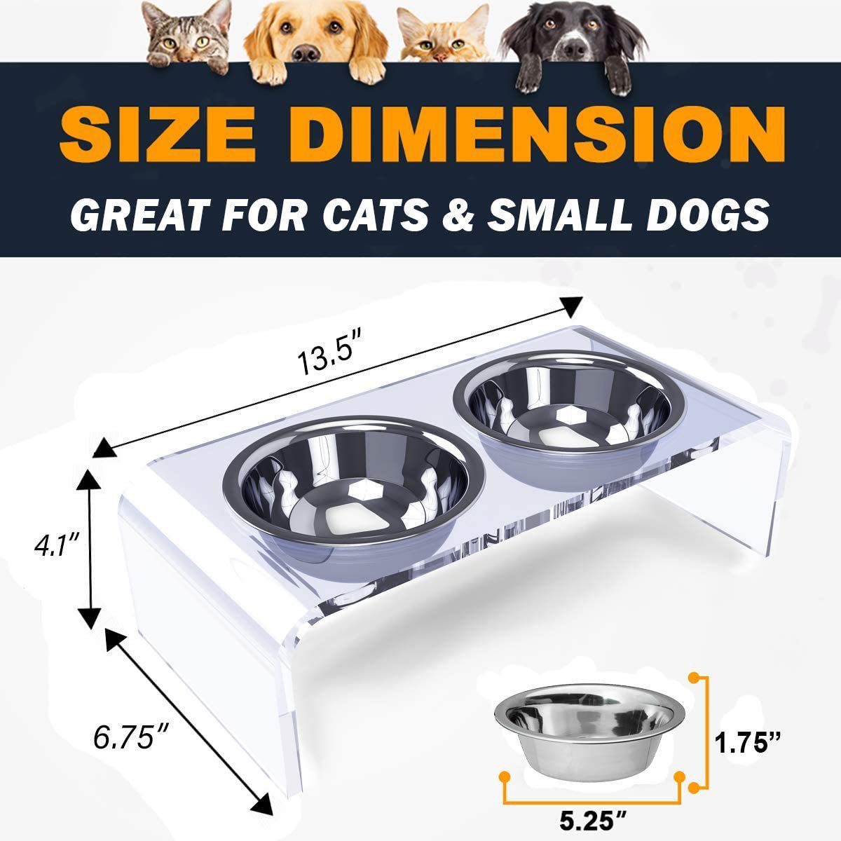 Acrylic Dogs And Cats Pet Feeder