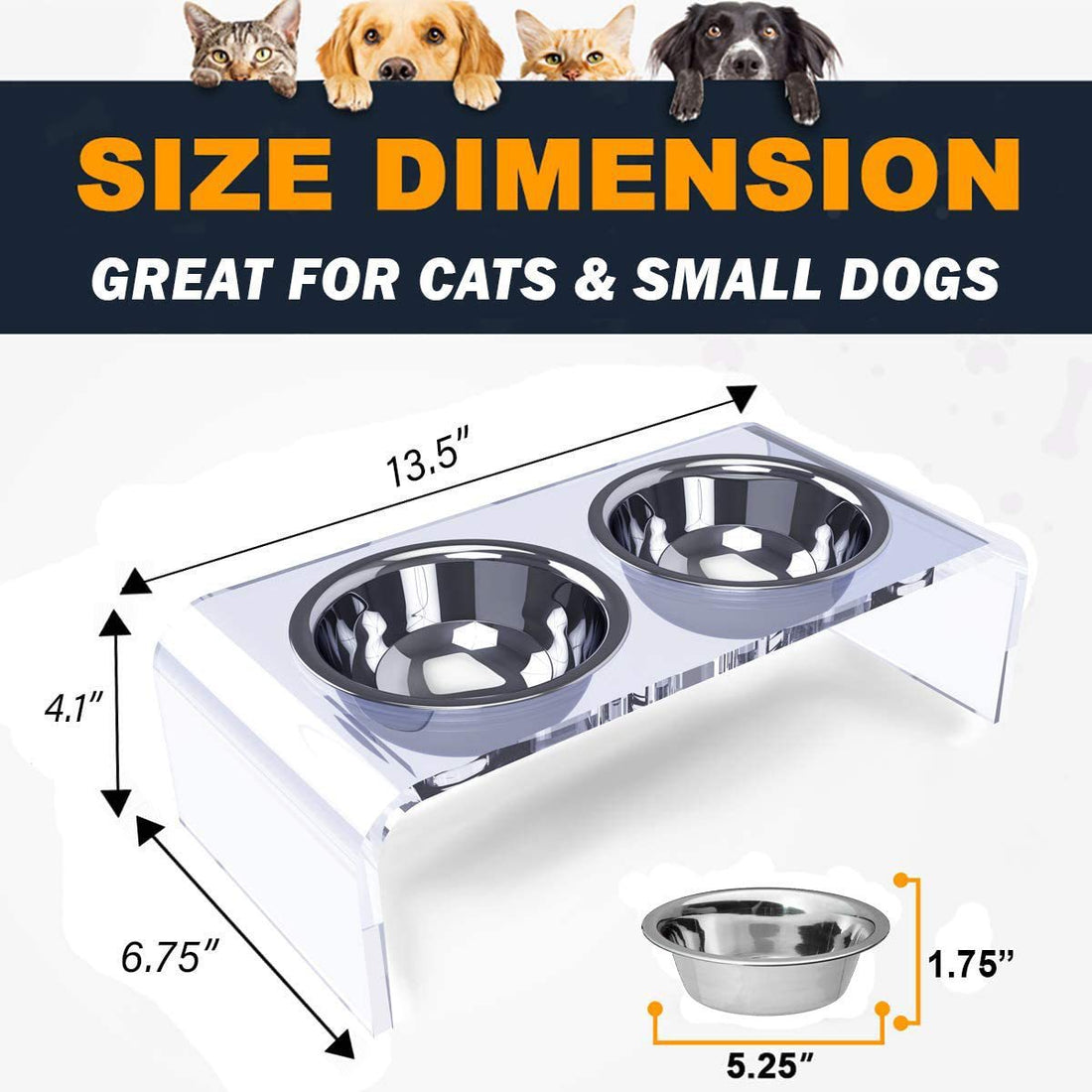 Acrylic Dogs And Cats Pet Feeder