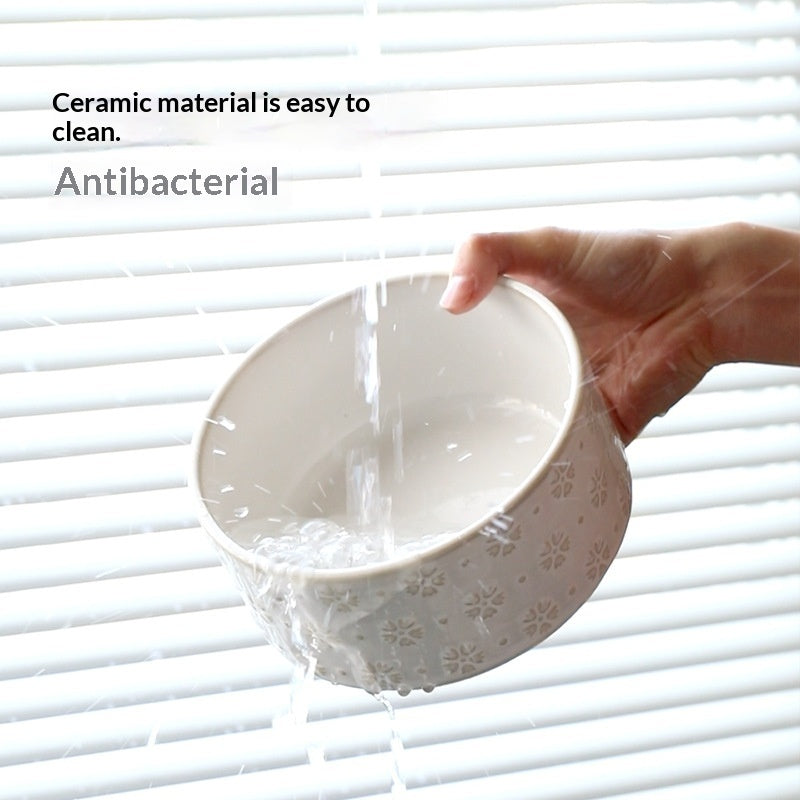 Ceramic Large-sized Elevated Anti-spill Cat Bowl