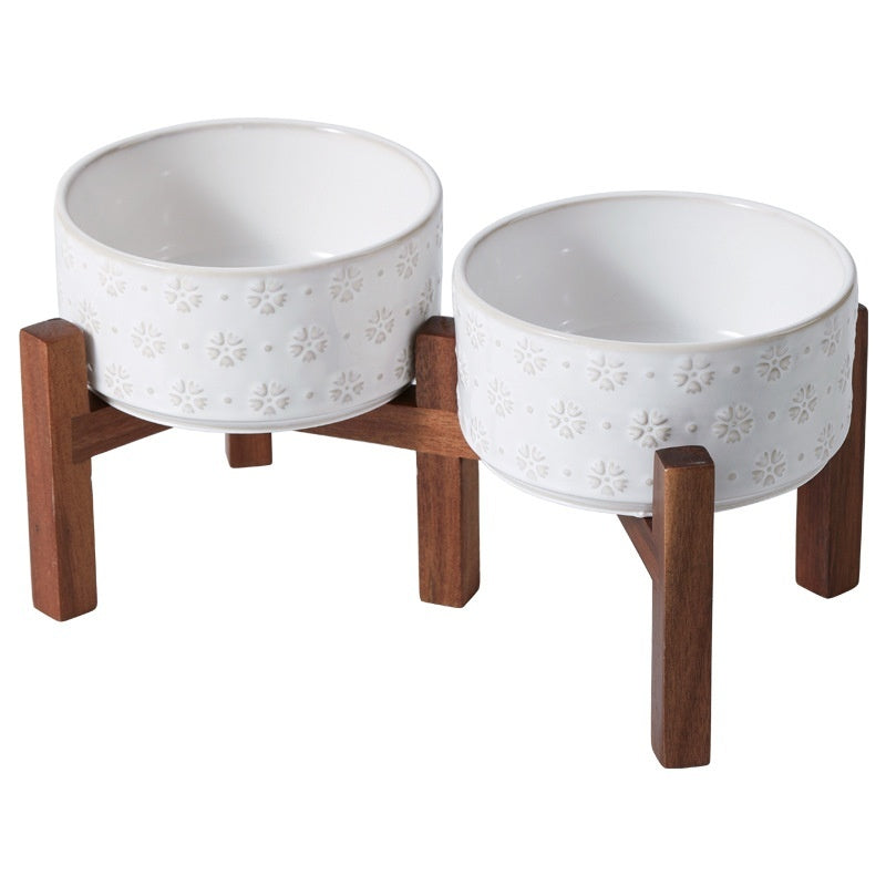 Ceramic Large-sized Elevated Anti-spill Cat Bowl