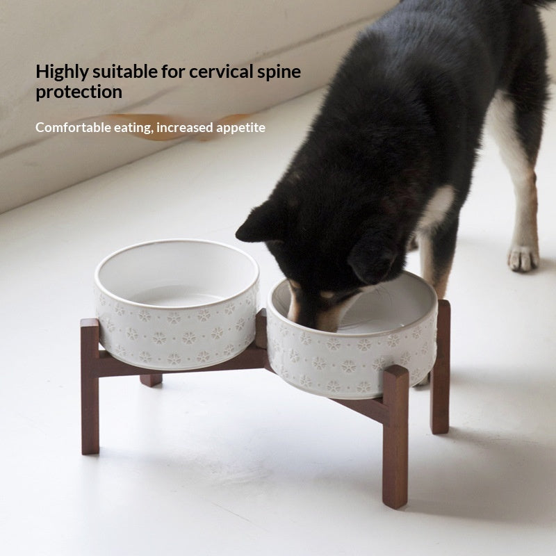 Ceramic Large-sized Elevated Anti-spill Cat Bowl