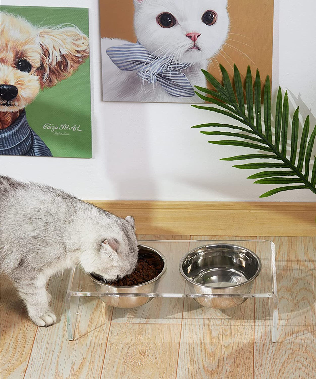 Acrylic Dogs And Cats Pet Feeder